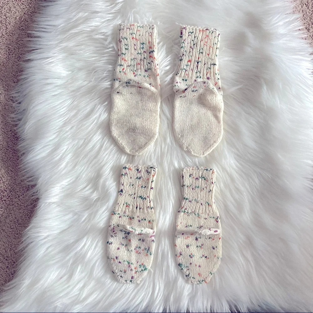 Handmade Ribbed Knit Winter Woolen Socks - 2 pairs